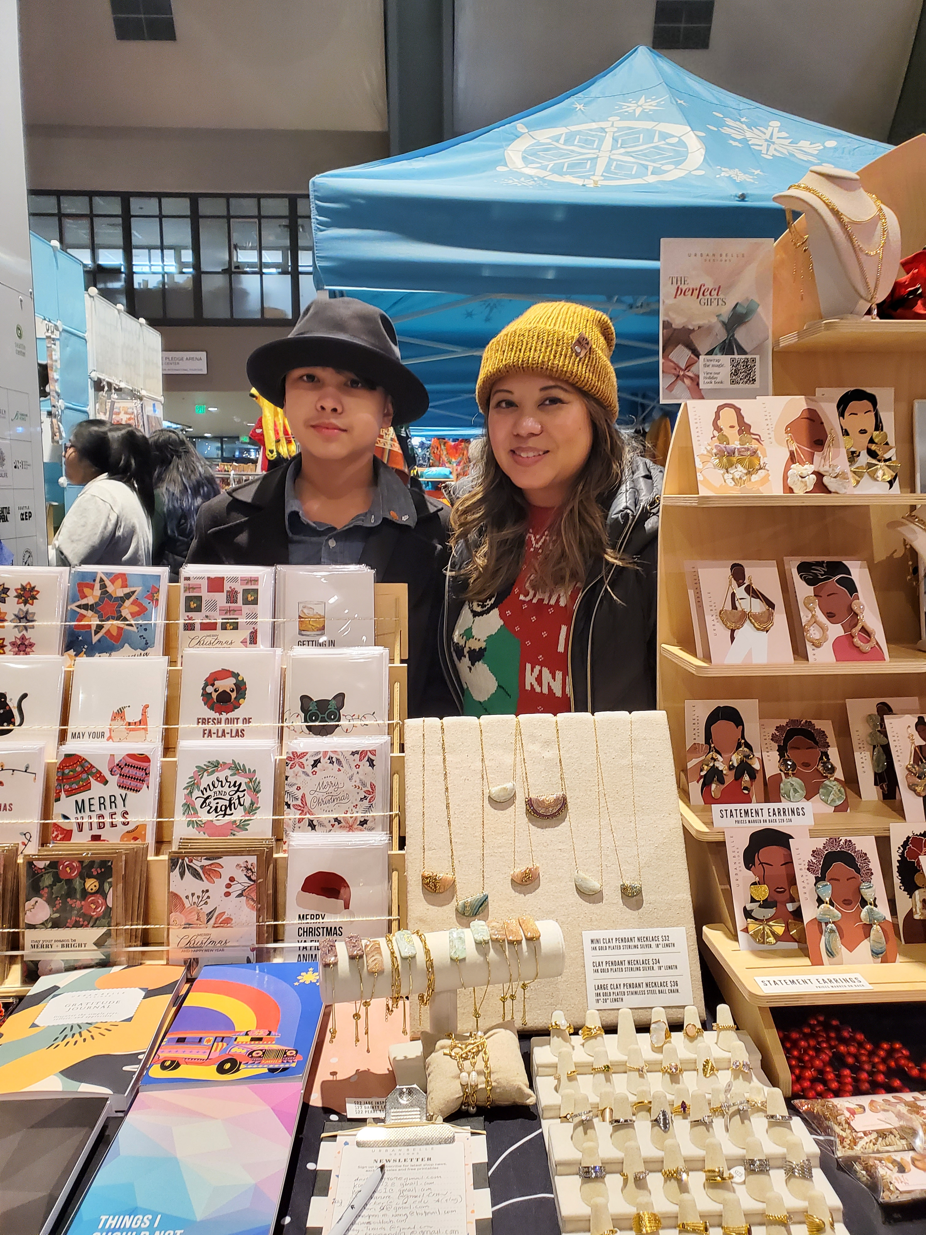 Urban Belle Designs holiday vendors with festive product display