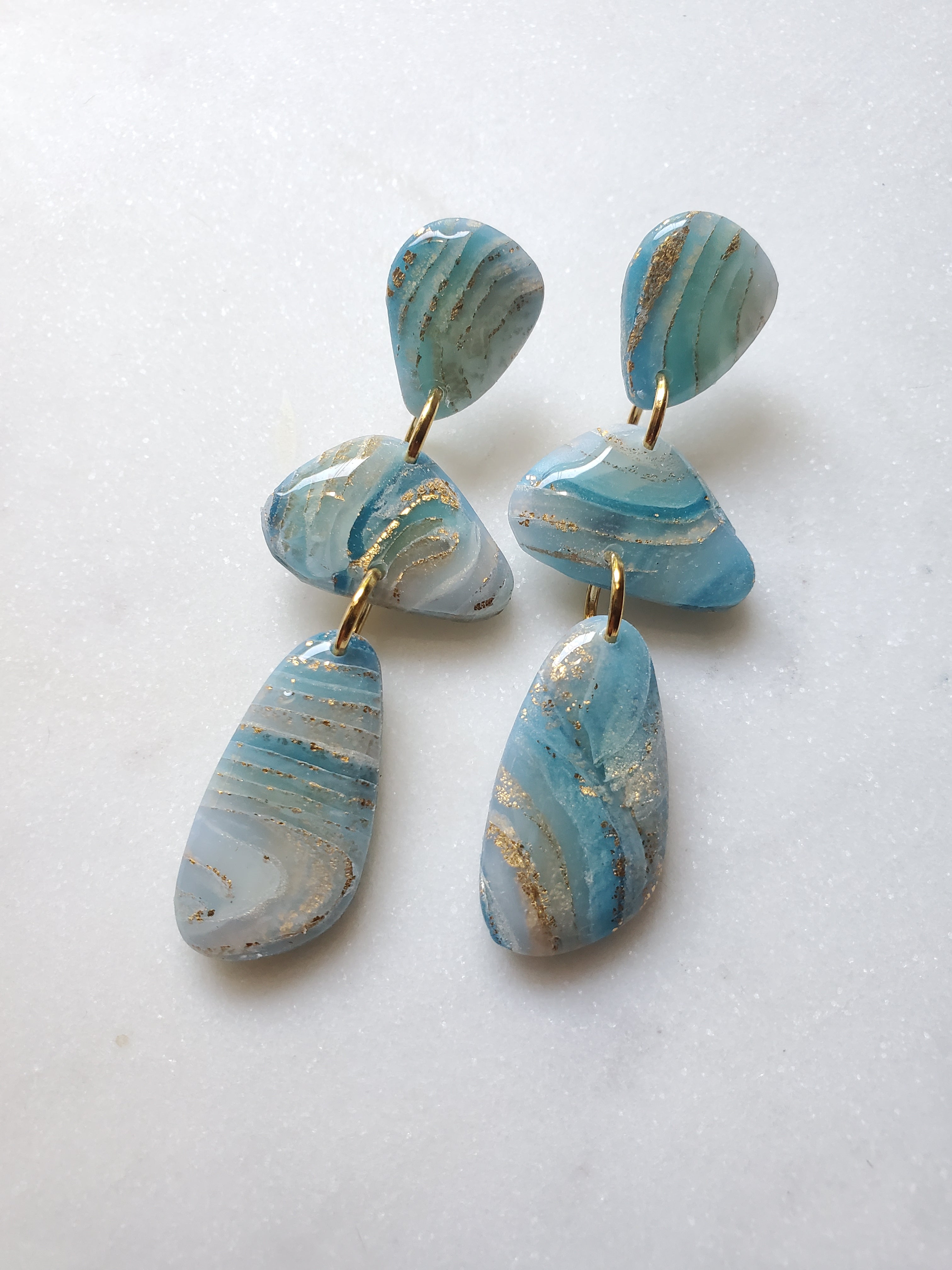 PENELOPE Agate Inspired Statement Earrings - Ocean Blue