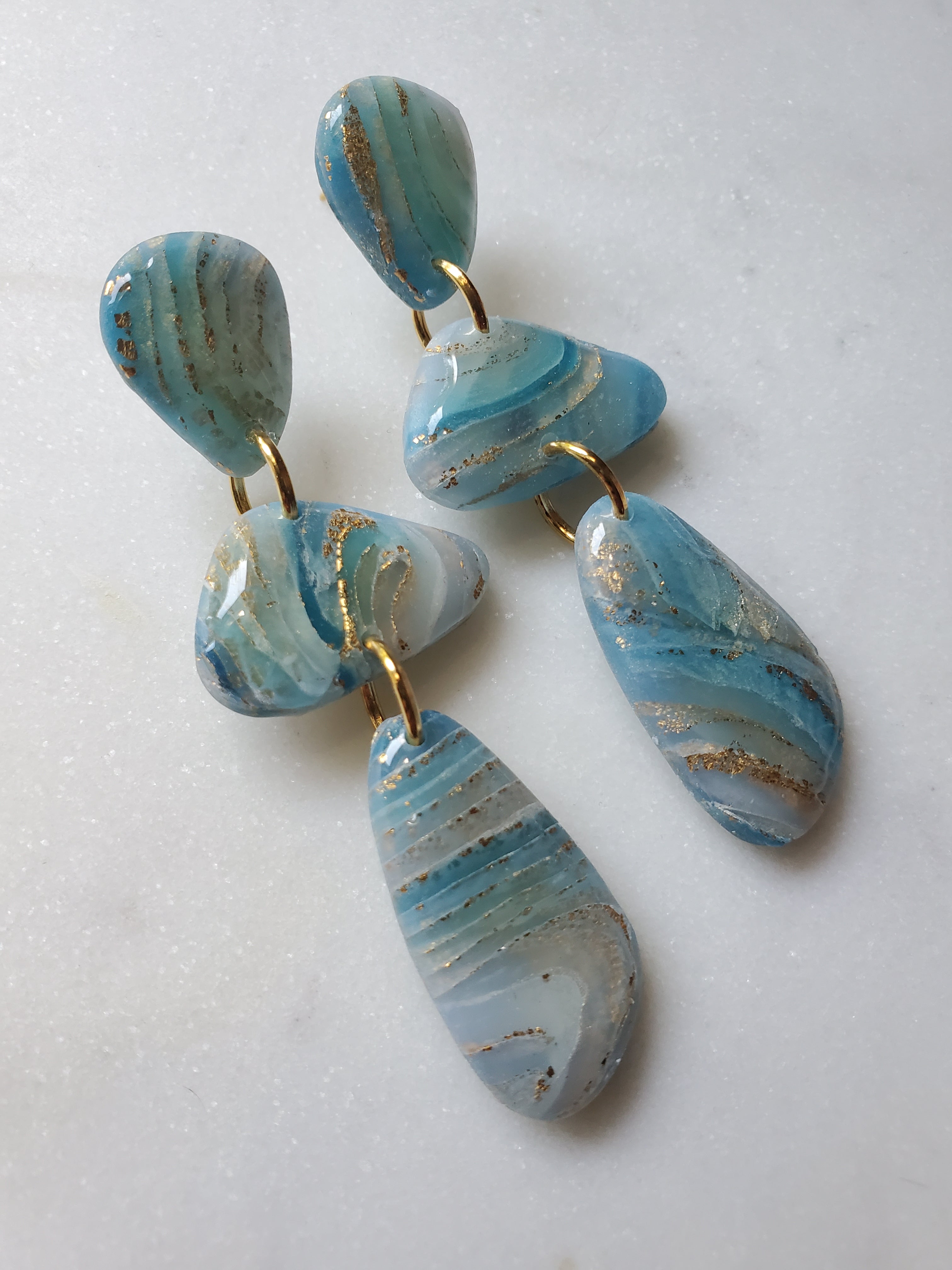 PENELOPE Agate Inspired Statement Earrings - Ocean Blue