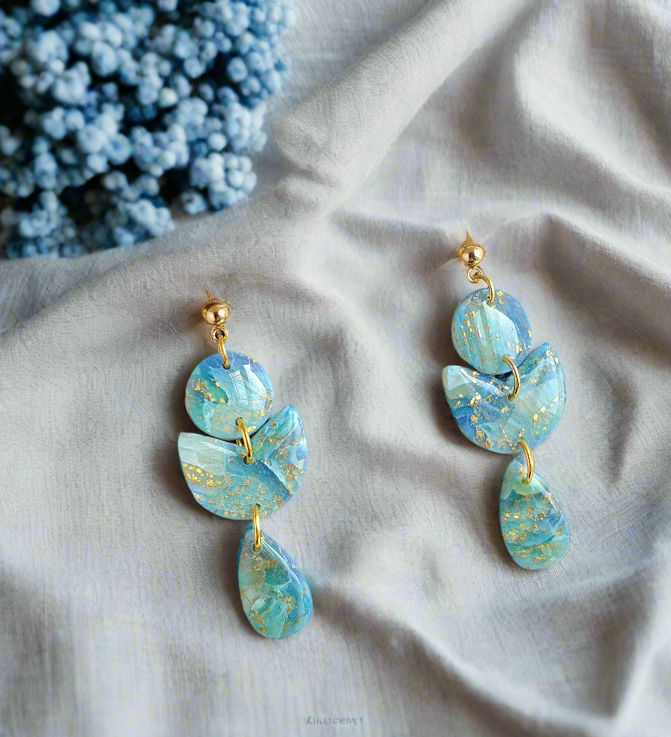 SOPHIE Blue Agate Inspired Statement Earrings