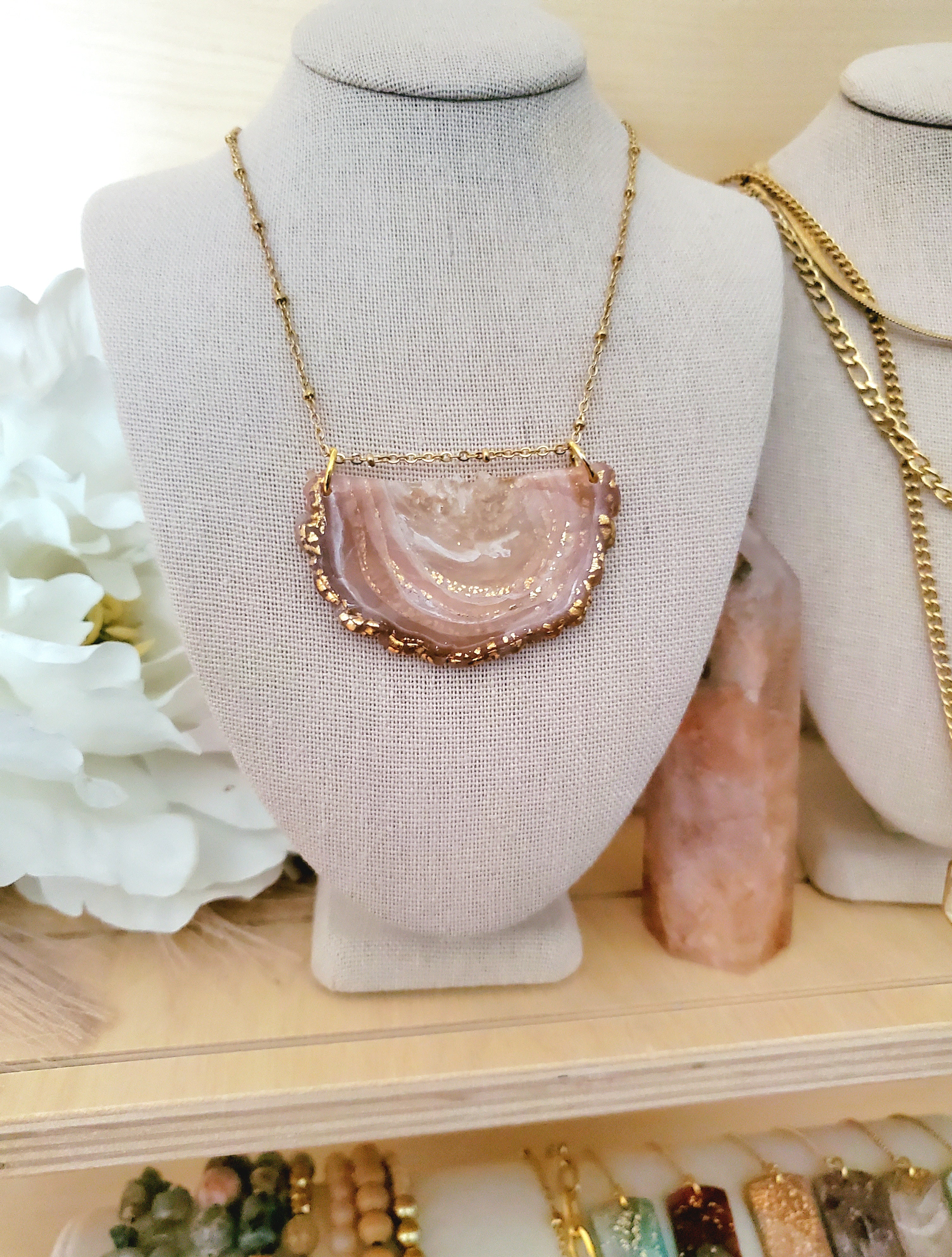 Blush Agate Inspired Necklace