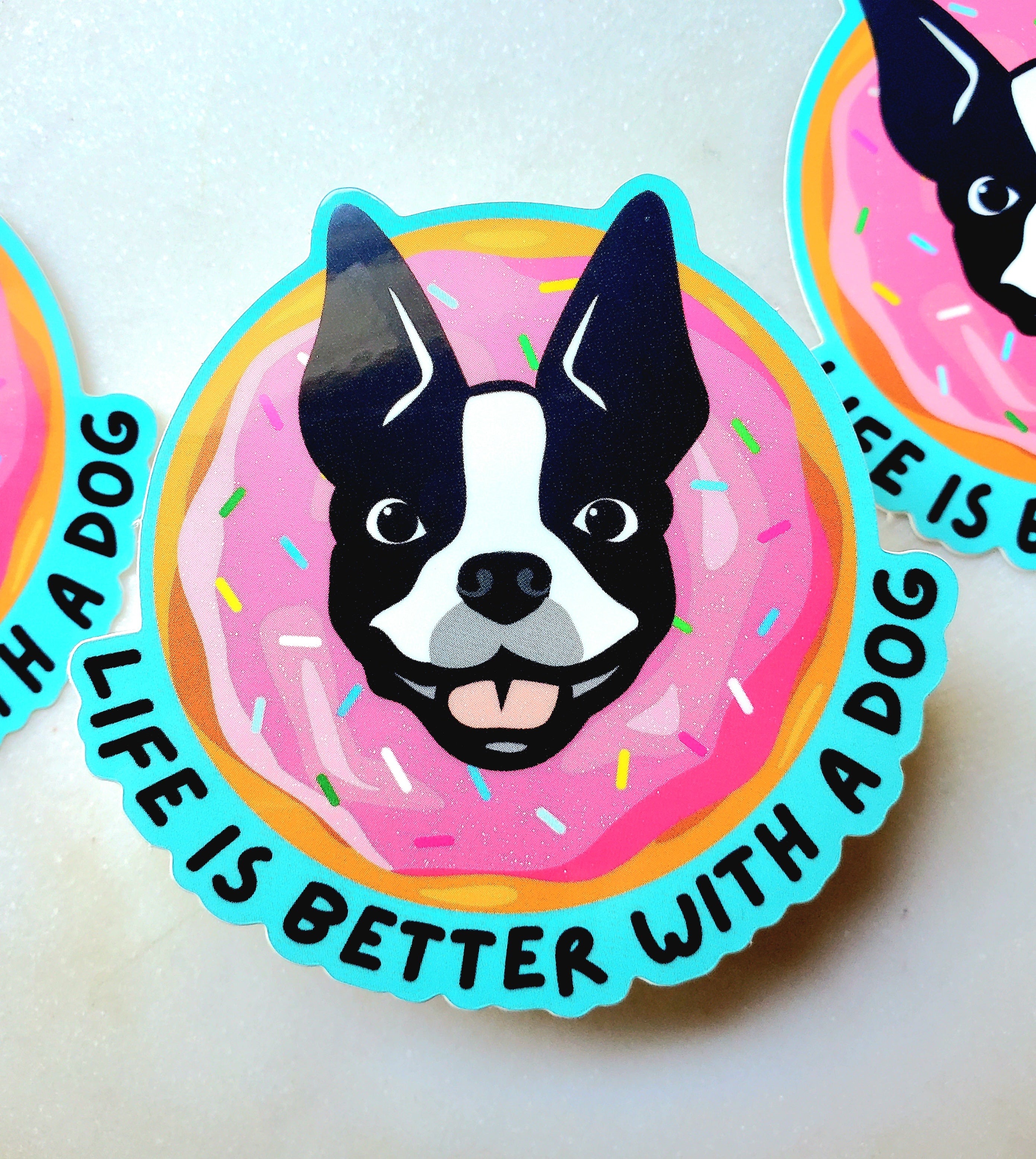 Life Is Better With a Dog Sticker, Dog Donut Sticker