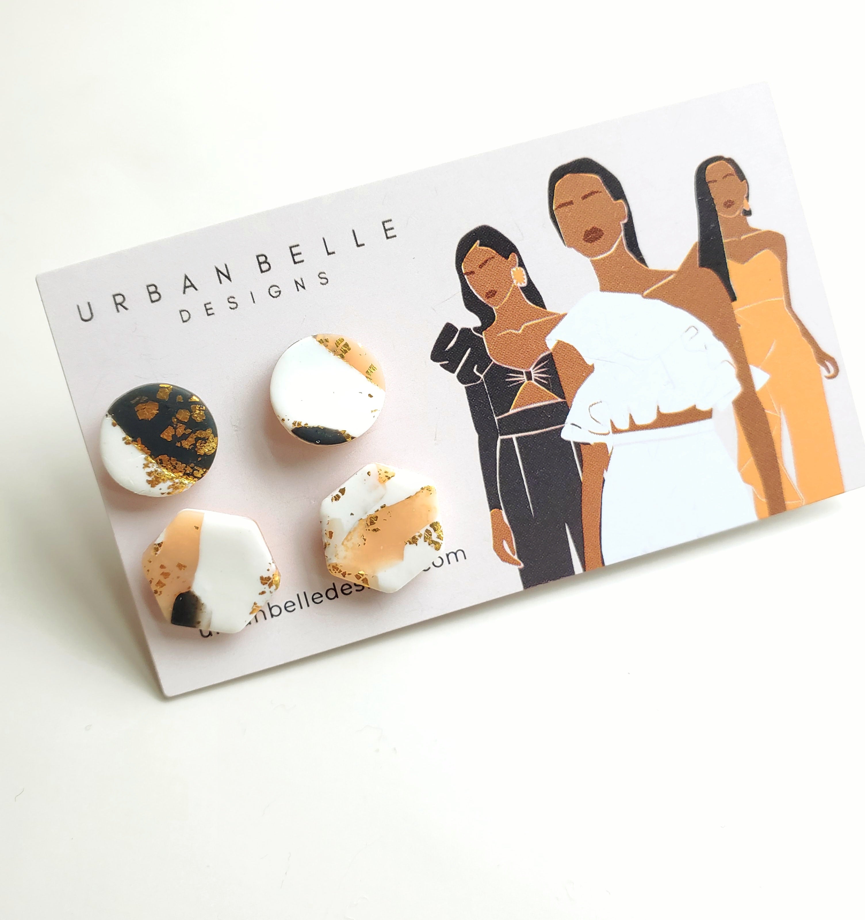 Terrazzo Stud Earrings Set - Various Styles