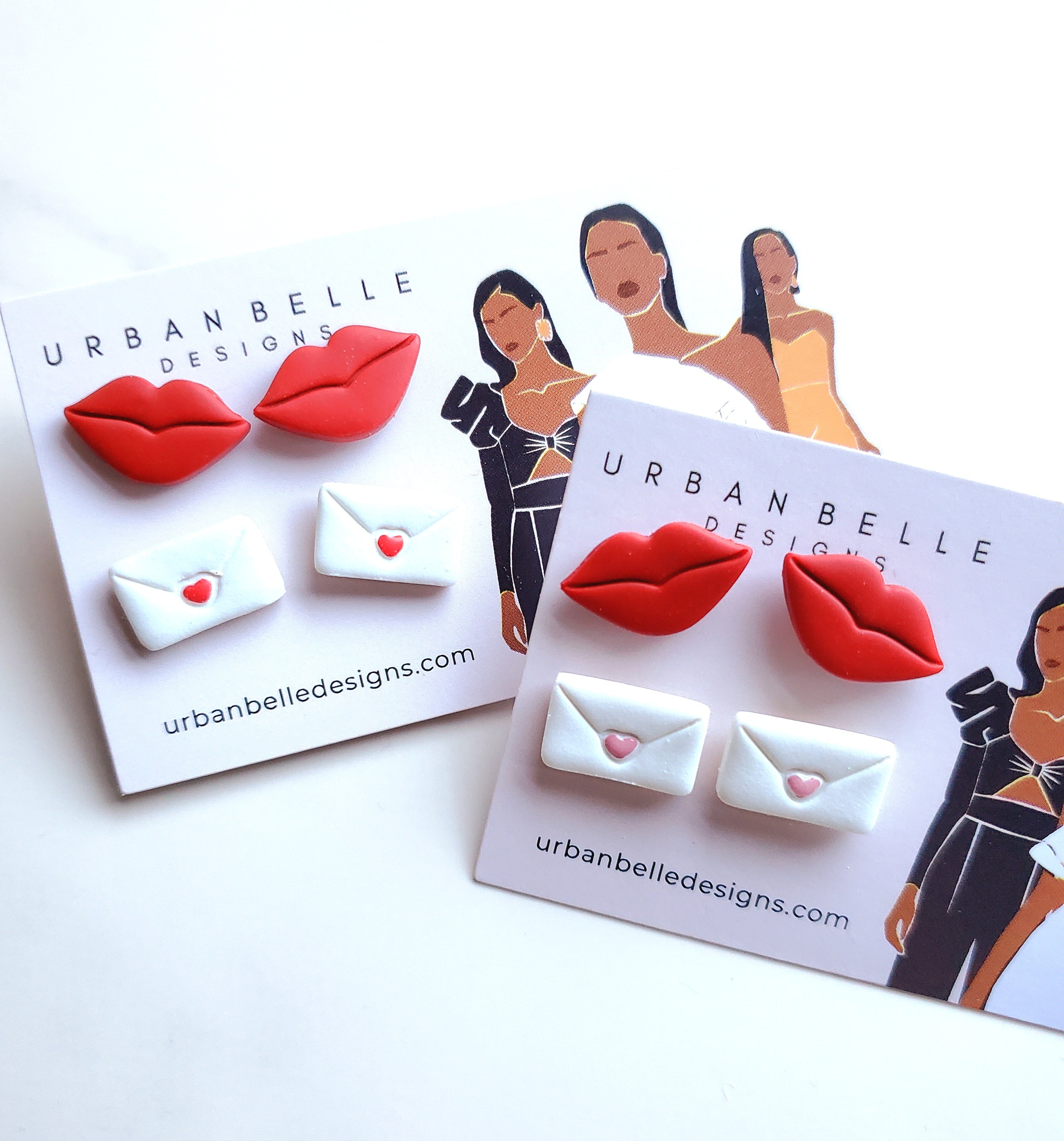 Valentines Earrings Duo - Love Letters + Lip Service, Statement Earrings