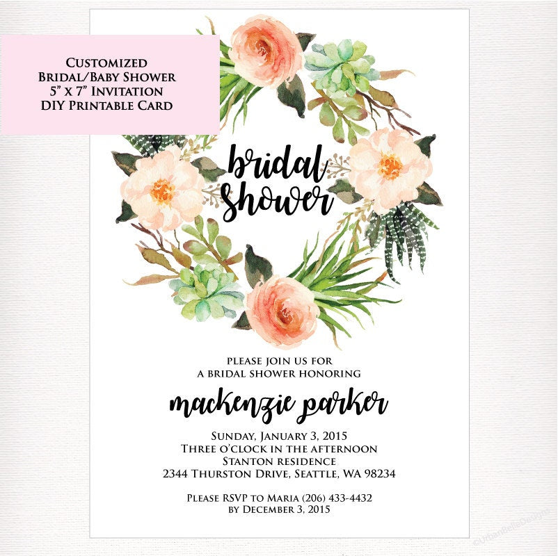 Printable Pink Blooms Invitation - Custom for Bridal or Baby Shower