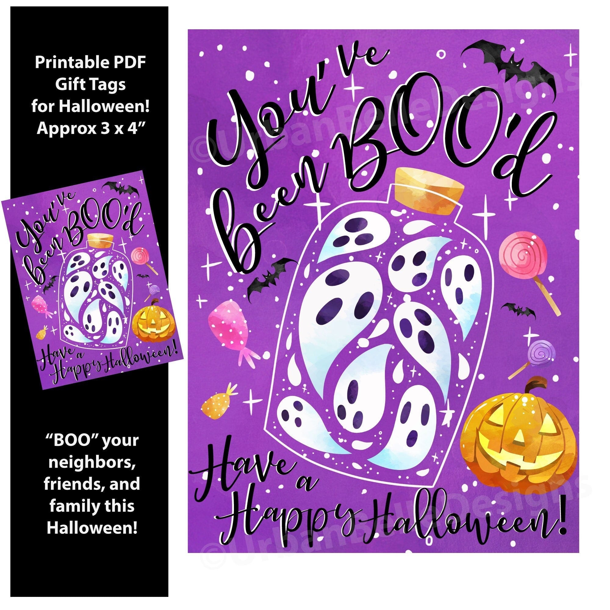 Printable BOO Gift Tags for Halloween - Digital Download