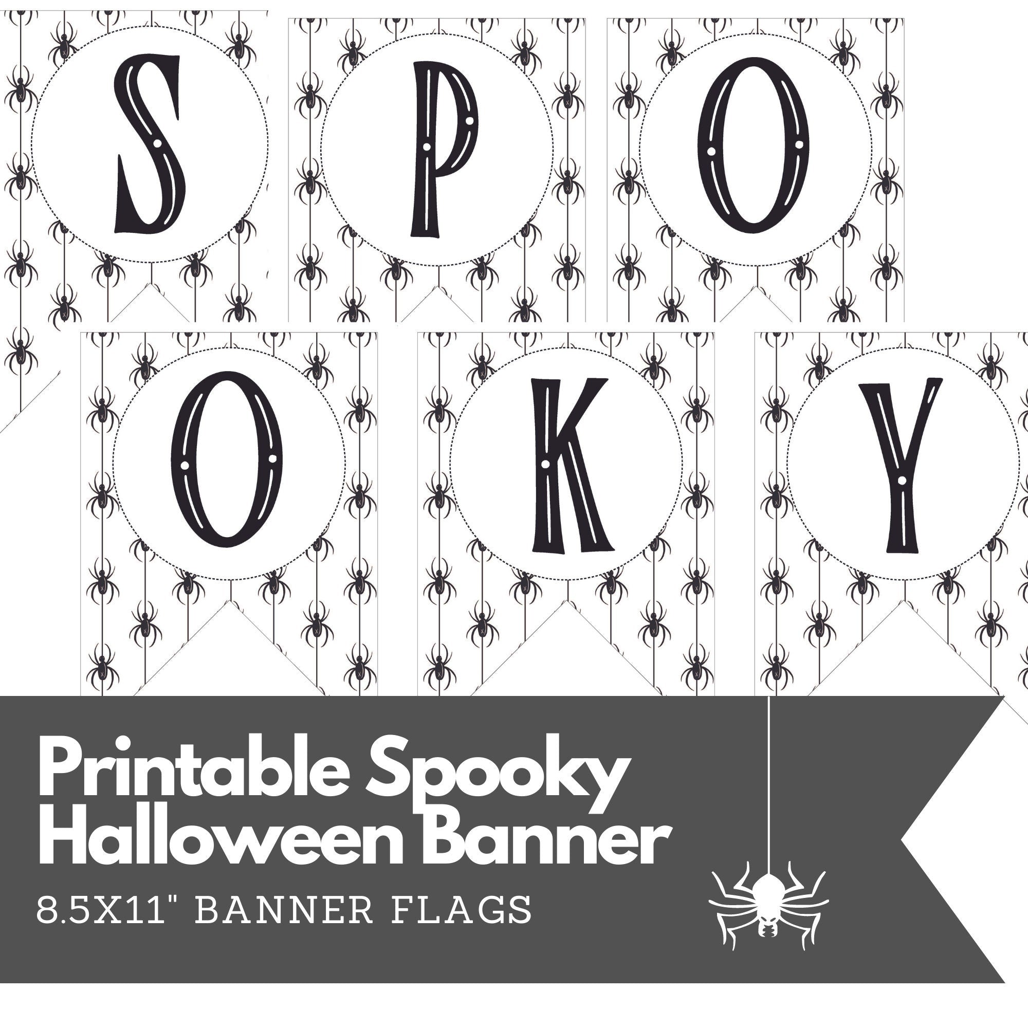 Printable Spooky Spider Halloween Banner - Digital Download