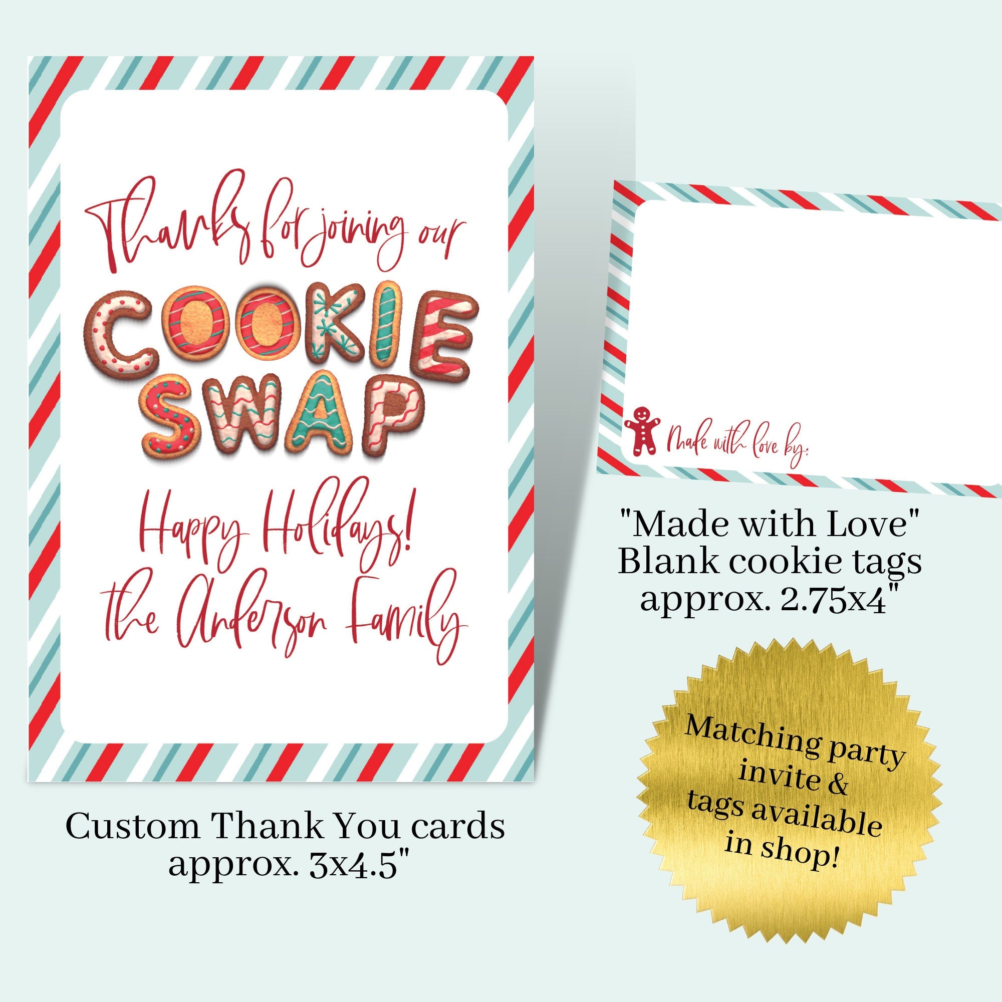 Printable Cookie Swap Holiday Thank You Tag & Cookie Tags