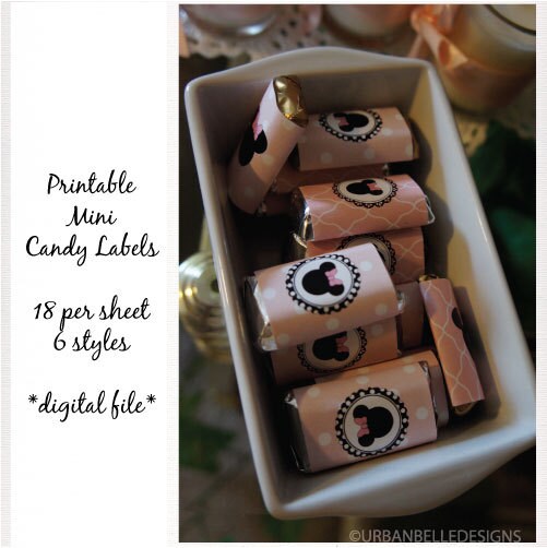 Printable Minnie Inspired Mini-Candy Bar Wrappers - Digital Download